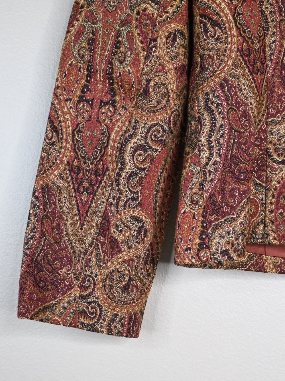 Le Suit Women's 8 Rust Gold Tapestry Paisley Print Three Button Blazer - Picture 6 of 8